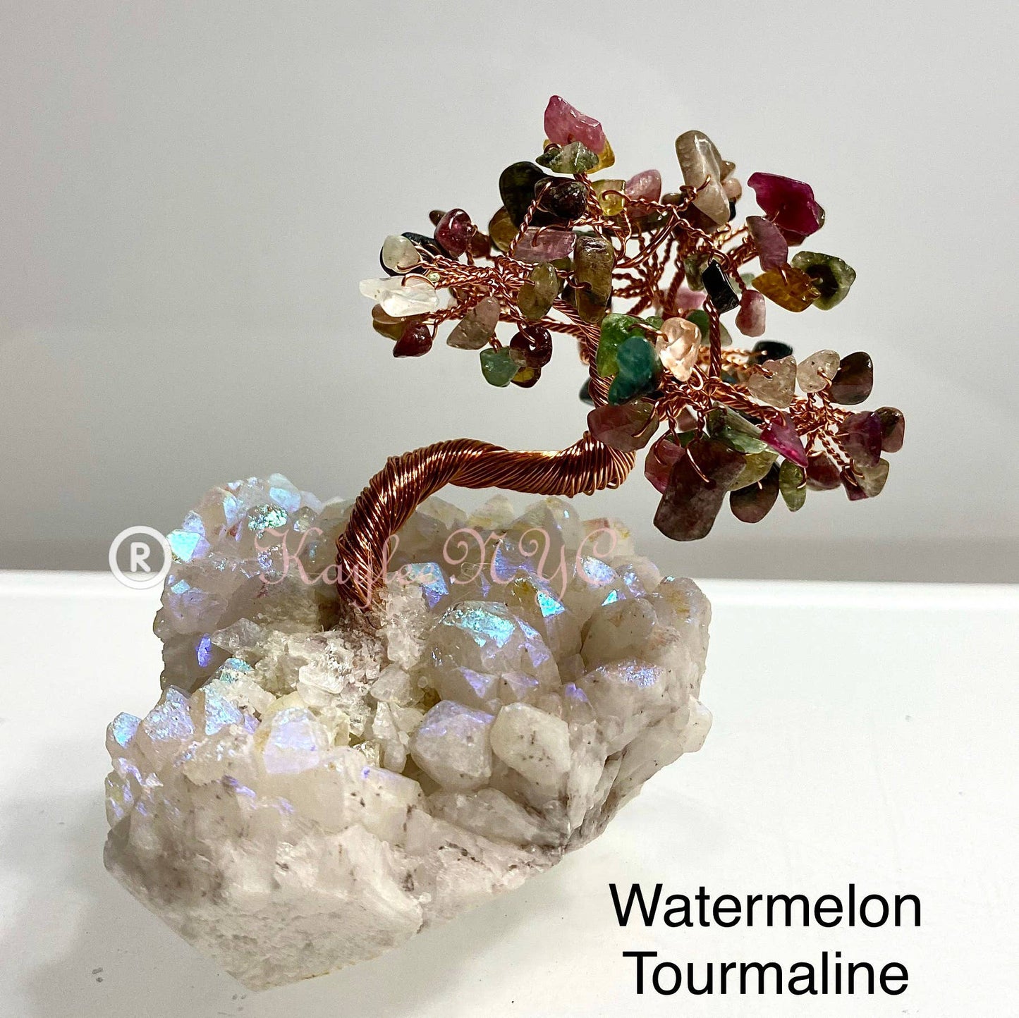 Wholesale Lot 5 Pcs Bonsai Tree with Angel Aura Base Crystal