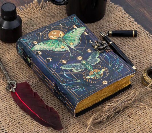 Leather Journal Vintage Notebook With Butterfly Print