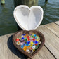 Floral Glass Pocket Hearts w/Heart Bowl Display- Large (100)