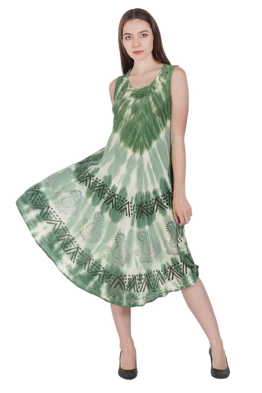 Paisley Block Print Tie Dye Beach Dress