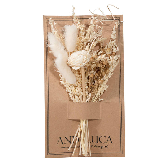 Ivory Wildflower Mini Bouquet Arrangement - Charming Handcrafted Accent with Bunny Tails and Sola Flower