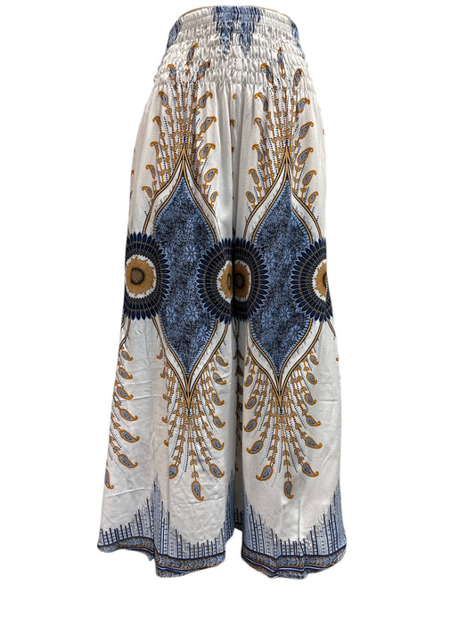Rayon White Blue Eye Floral Pant - KTB450