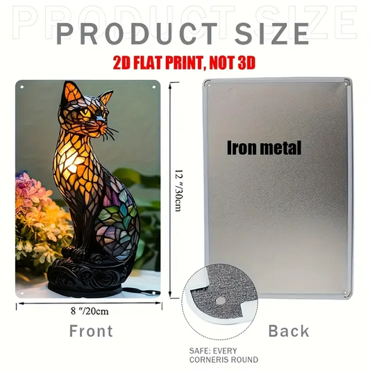 Cat metal sign