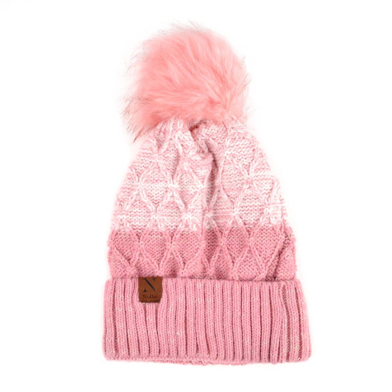 Women's Split-Toned Pom Pom Knit Winter Hat