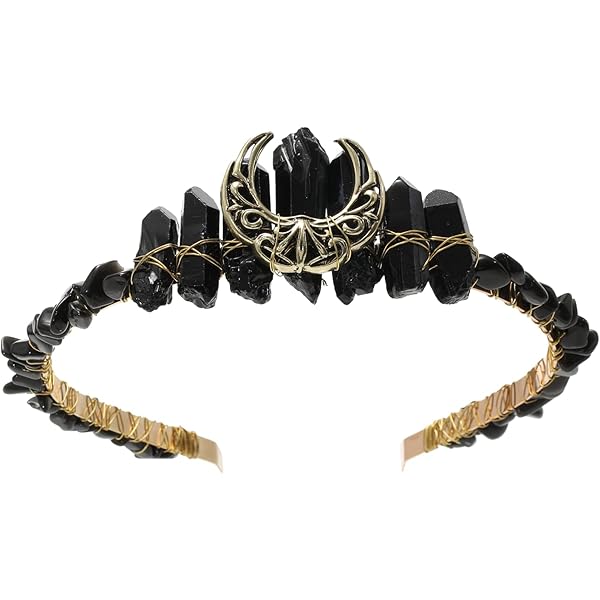 Elegant Natural Crystal Moon Shaped Headband Hollow Tiara