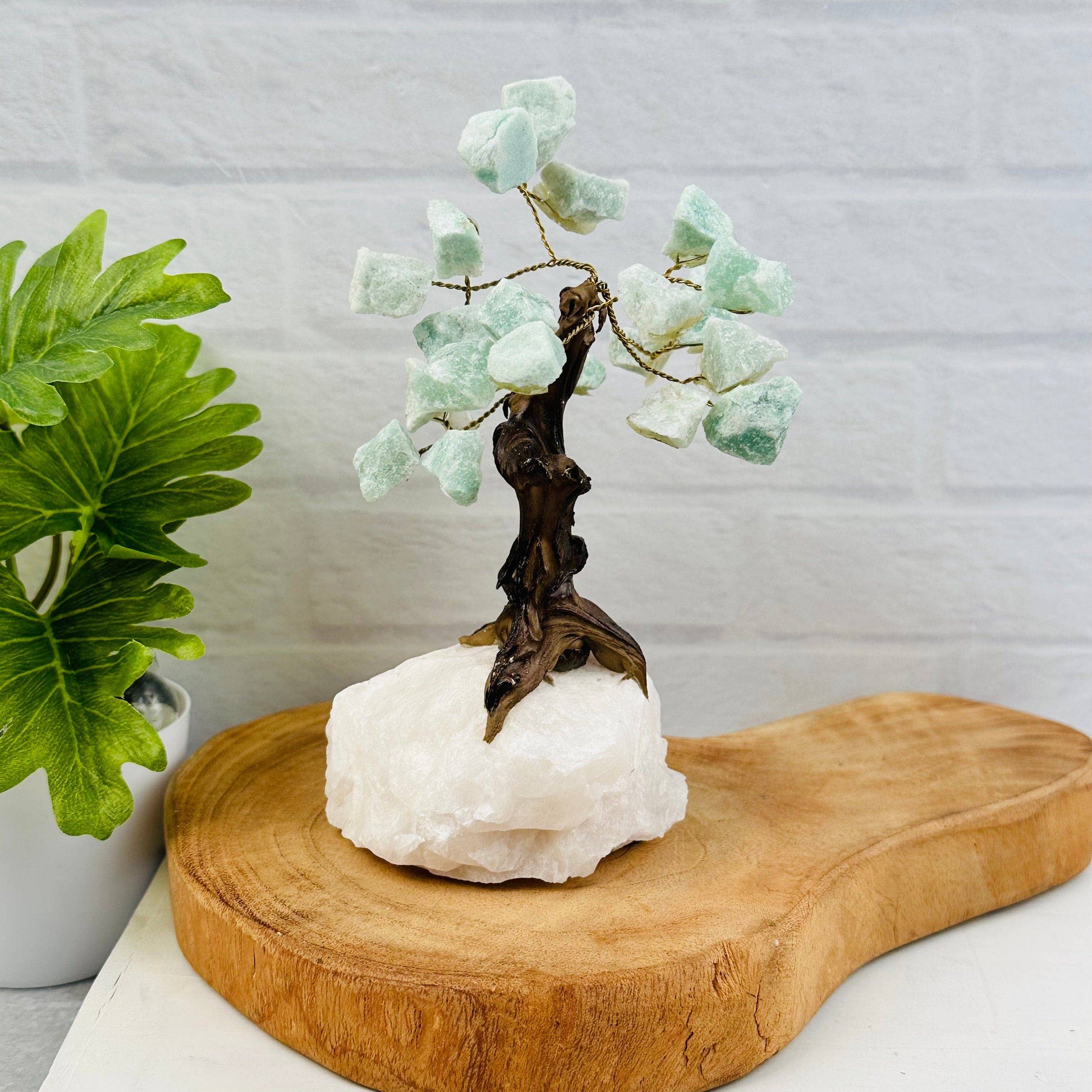Crystal Trees - Gemstone Crystal Trees with Crystal Stone B, featuring beautiful aquamarine stones on a natural base.