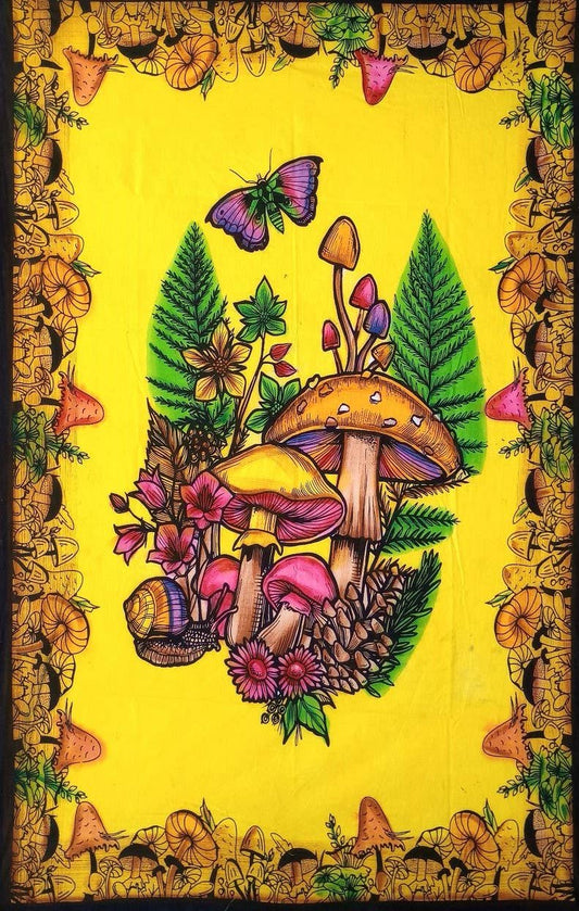 Cotton Gold Frame Hand Brush Butterfly on Mushroom Tap B2368