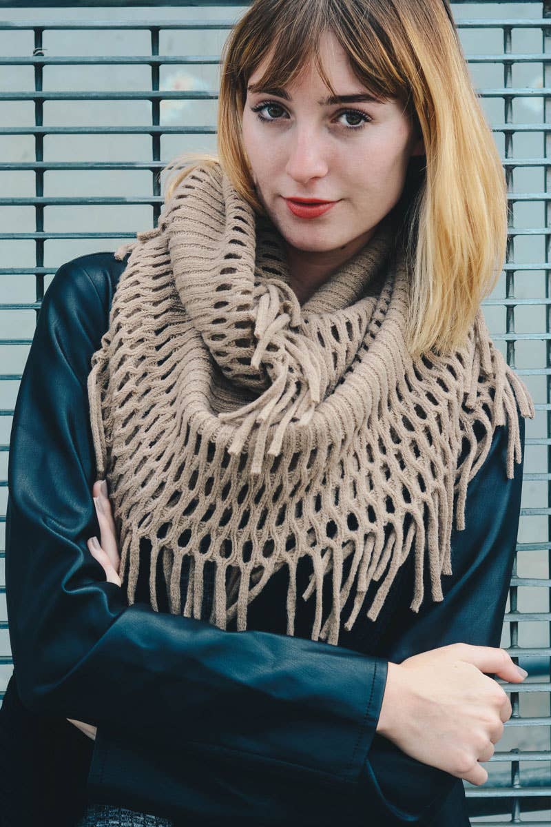 Tassel Fringe Knit Infinity Scarf – Cozy & Stylish 🧣