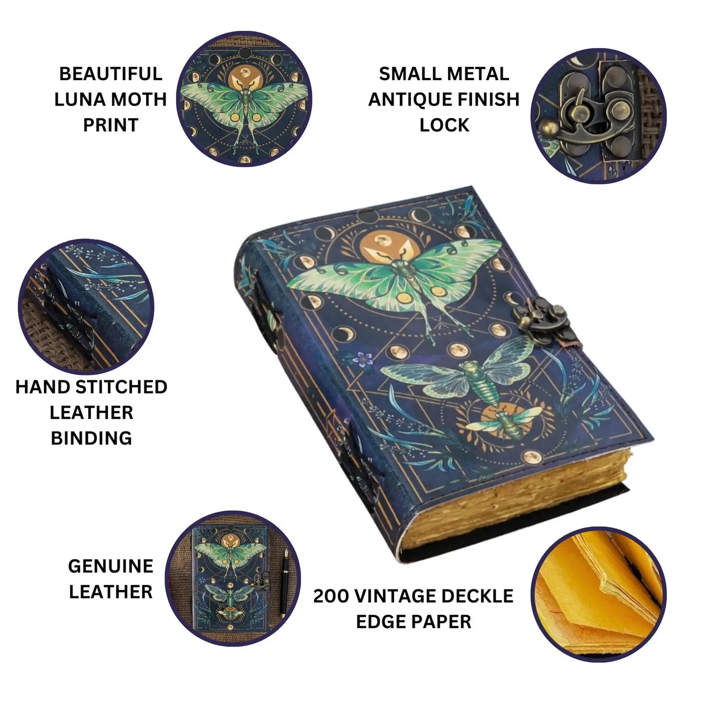 Leather Journal Vintage Notebook With Butterfly Print