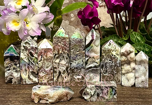 Angel Aura Druzy Sphalerite Obelisk Tower Point