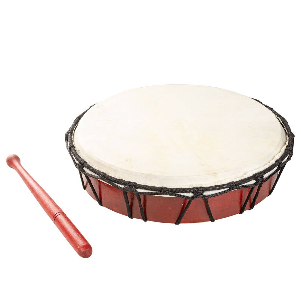 Large Ceremonial Drum With Drumstick