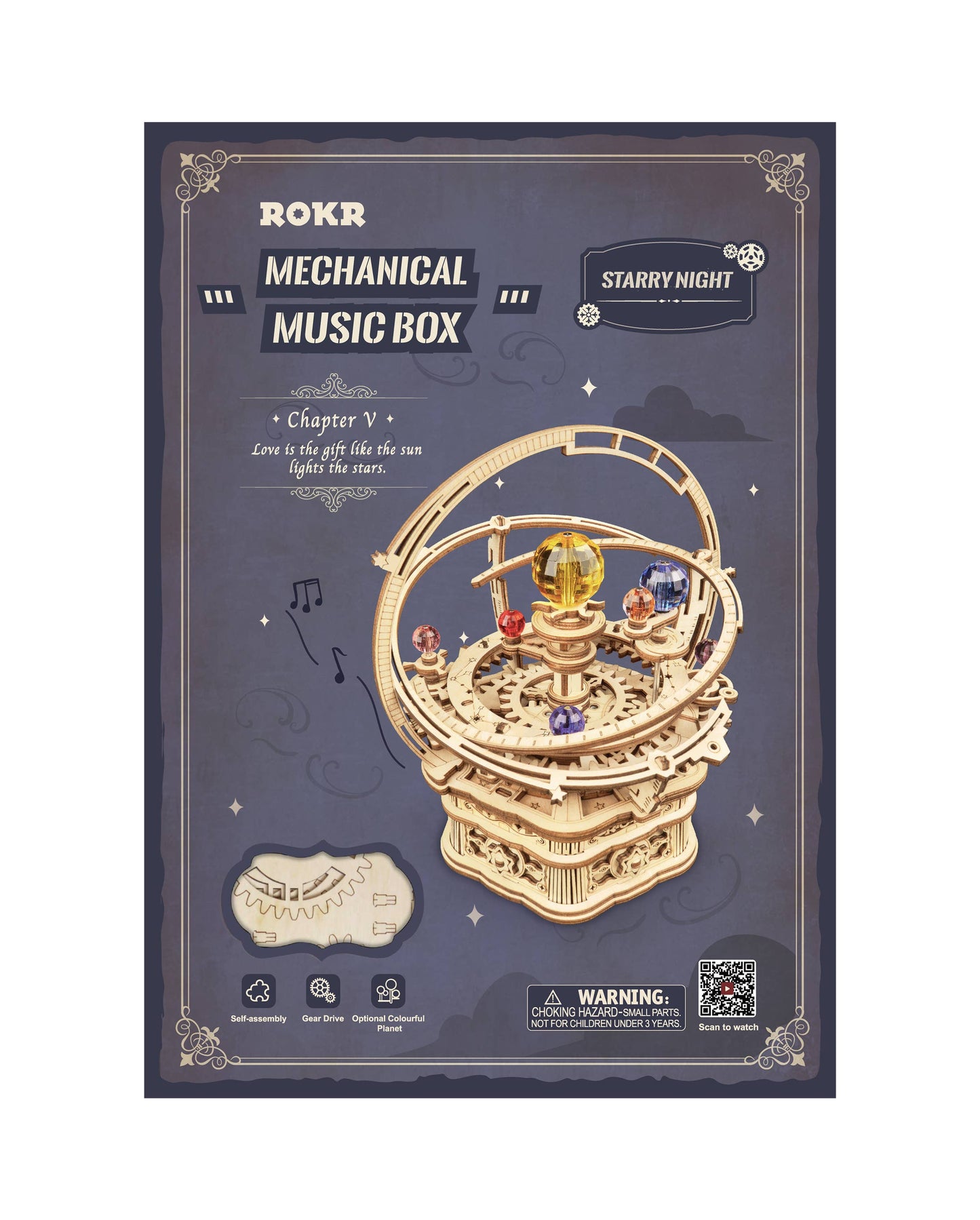 Starry Night Orrery Mechanical Music Box