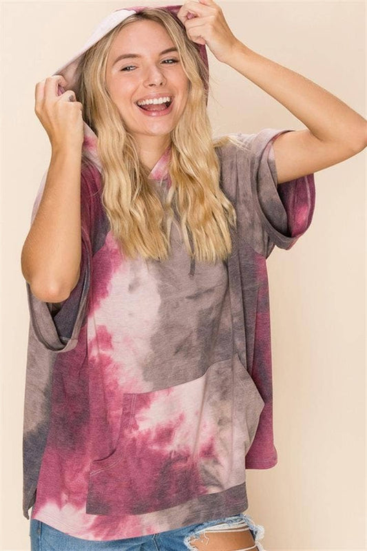 Short Sleeve Tie-Dye, Lightweight Hoodie