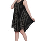Umbrella Dress in Black with Natural Block Print
