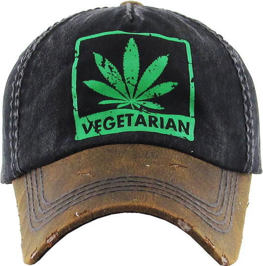 MARIJUANA LEAF VEGETERIAN VINTAGE BALLCAP
