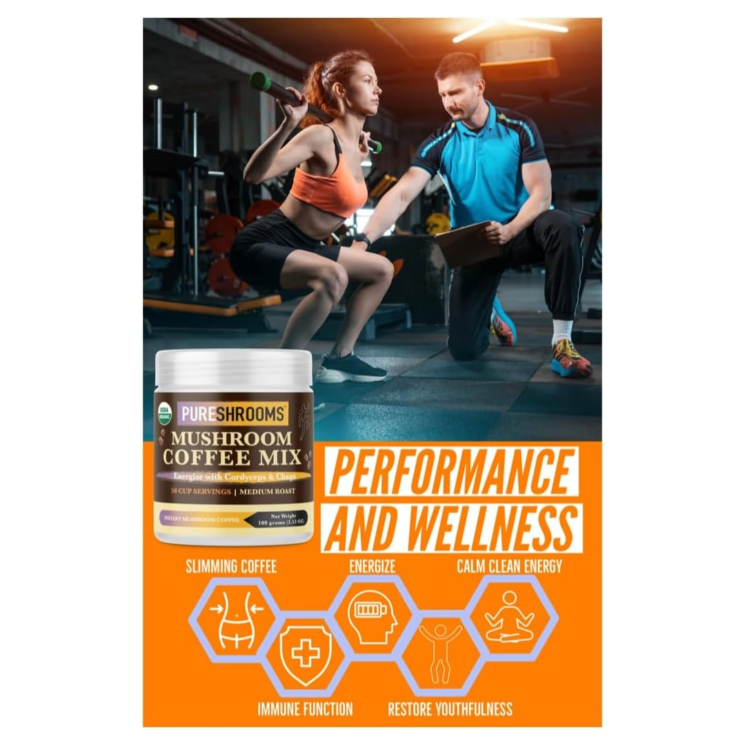 PureShrooms Energize Mushroom Coffee with Cordyceps & Chaga