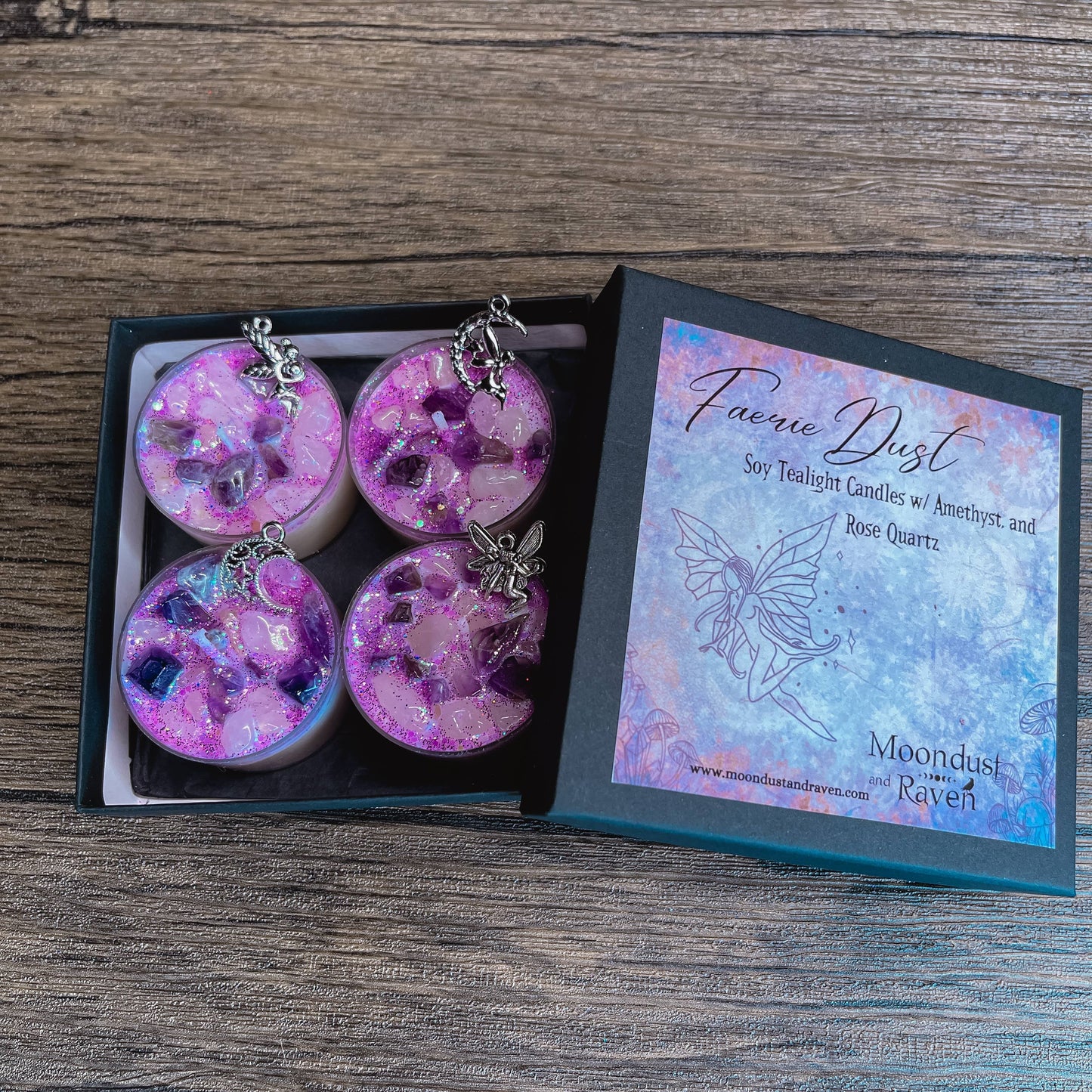 Faerie Dust Tealight Crystal Candles, Ritual Candles