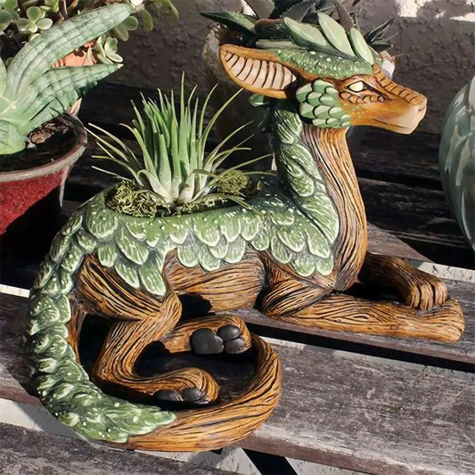 Dragon Tree Planter | Resin Succulent Pot | Fantasy Garden Statue |