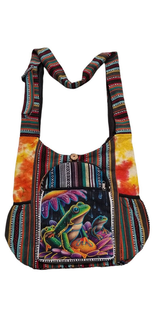 Cotton Multi Patch Side Pocket Frog Bag KFC2802