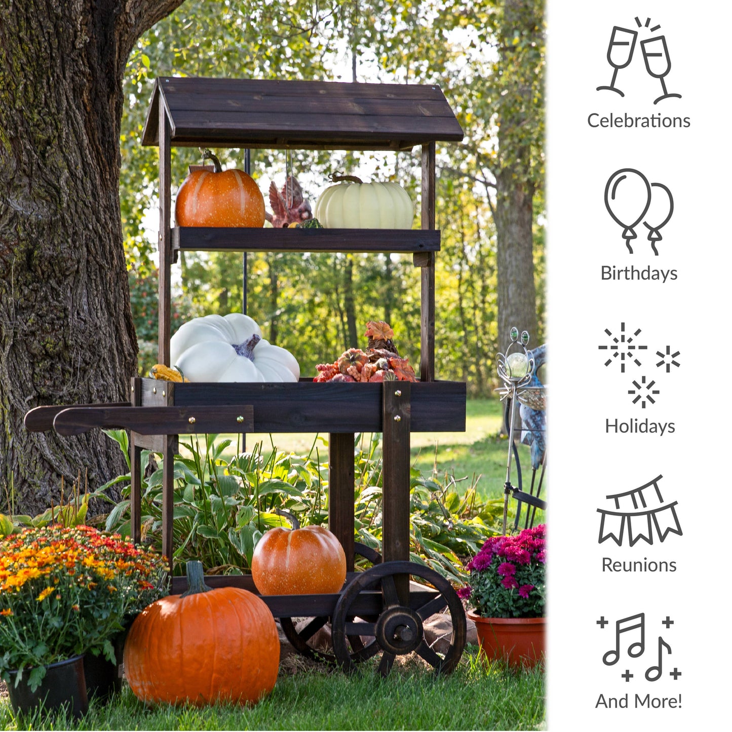 Country Market Flower Stand Raised Garden Bed - Charred Fir