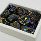 Stunning Amethyst Rainbow Titanium Crystal box set showcasing vibrant colors and natural elegance for crystal lovers.