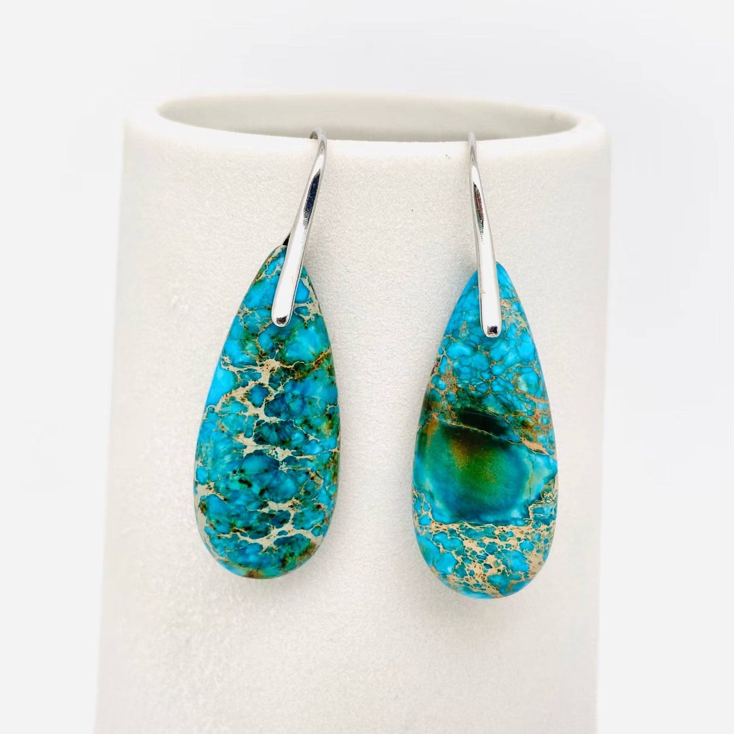 Colored Emperor Stone Geometric Agate Chakra Earrings Copper Nickel Free Lead Free Stylish Dainty Jewelry Gift For Her