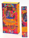 Vibrant packaging of Satya- Trishaa Nag Champa incense by the Genuine Nag Champa Company, perfect for relaxation.