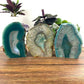 Illuminate your space with the Agate Geode Cut Base Crystal Lamp, showcasing vibrant dyed agate colors and unique beauty.