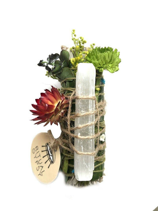 Ritual Sage Wand with Selenite - 4"