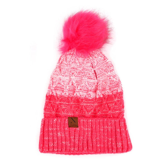Women's Split-Toned Pom Pom Knit Winter Hat