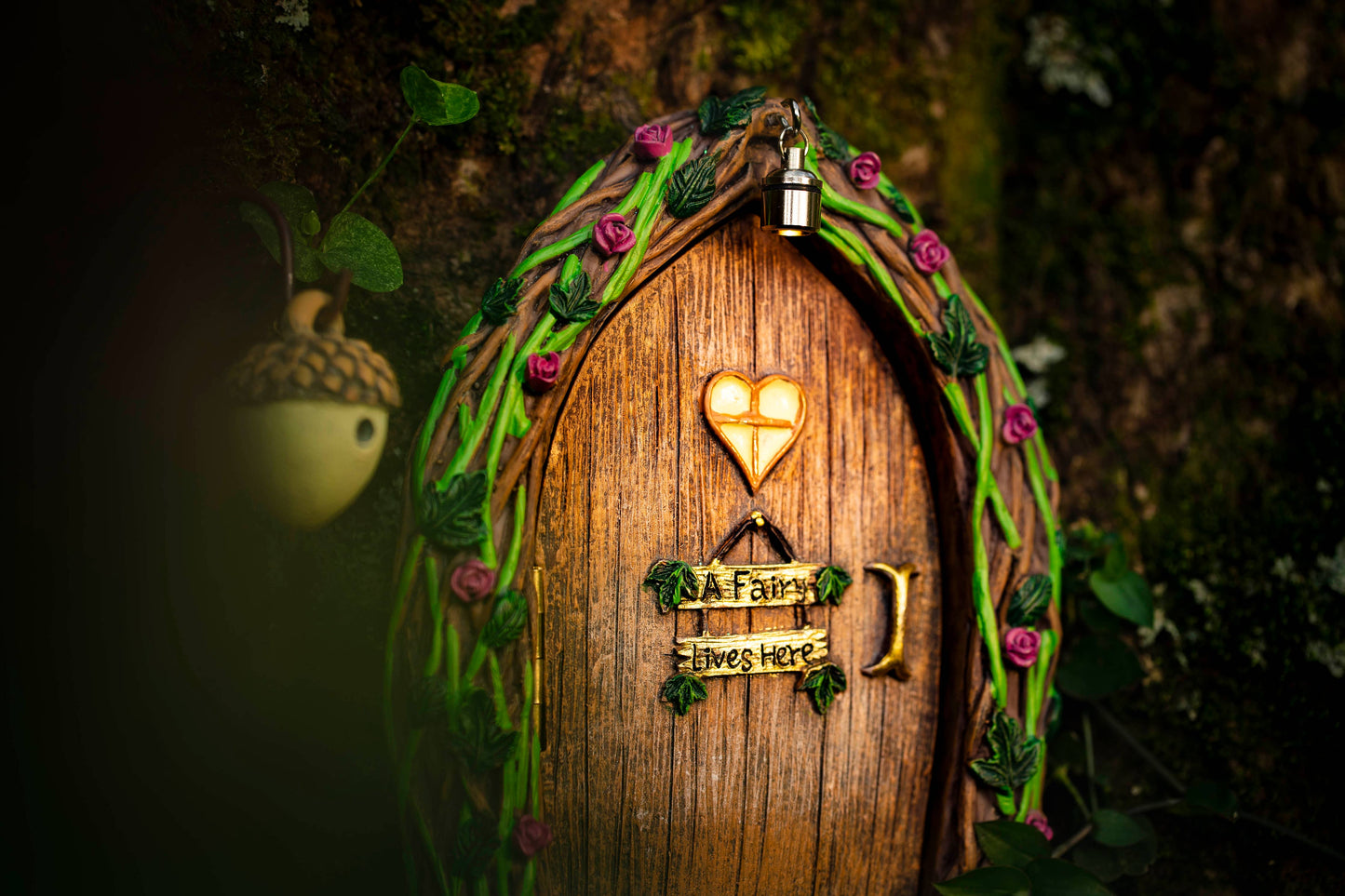 Fairy Door and Window for Trees with Light yard art