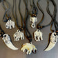 Carved Bone White Elephant Necklace Symbolic Wisdom Charm