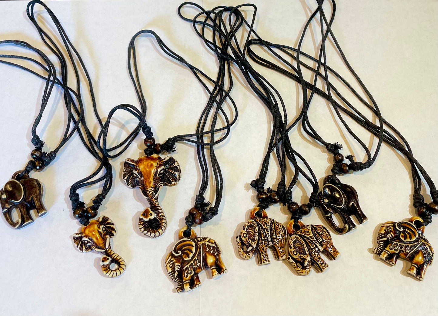 Carved Bone Elephant Necklaces