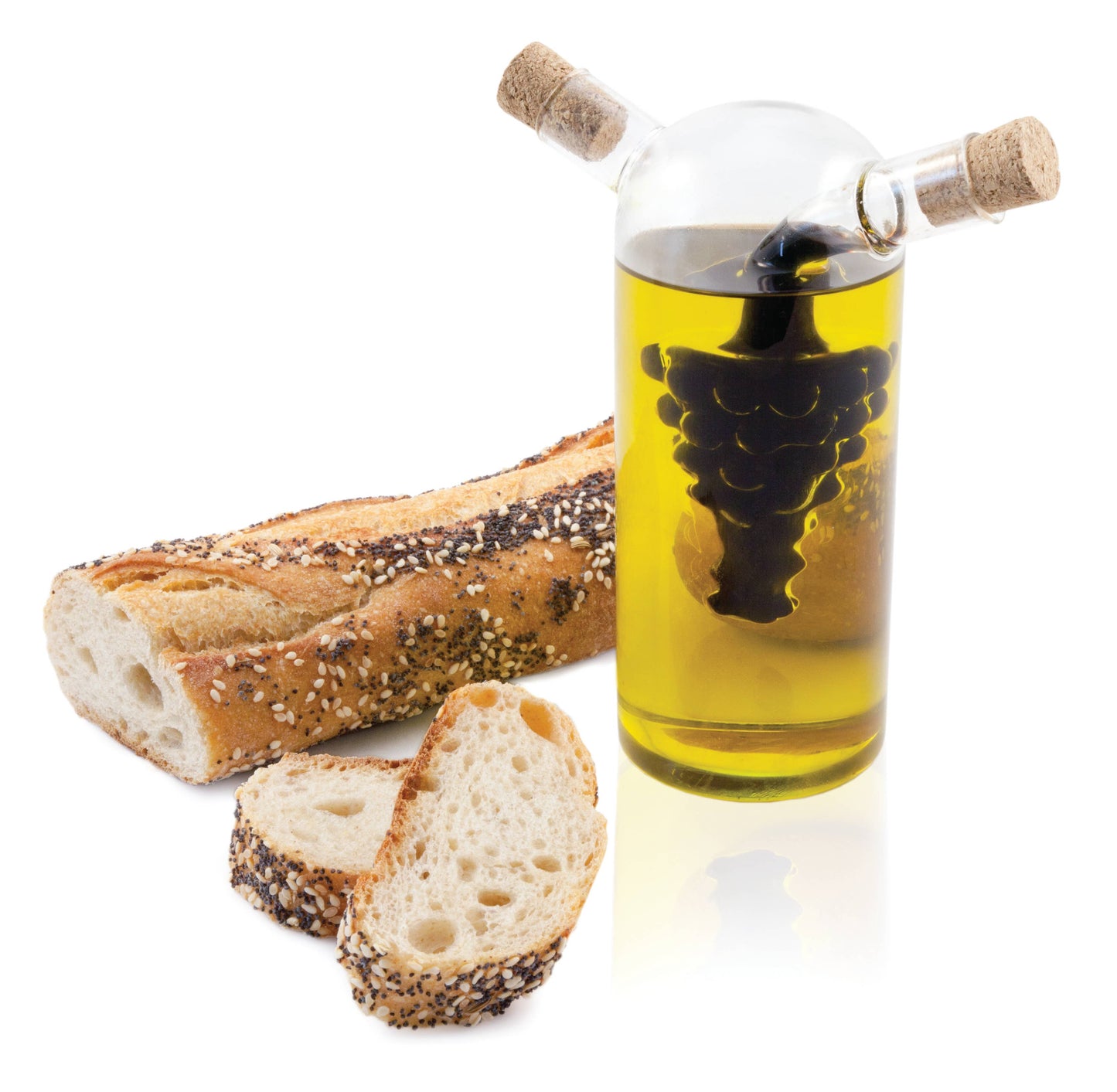 Napa Hand-Blown Glass 2-in-1 Oil & Vinegar Cruet w/ Corks -