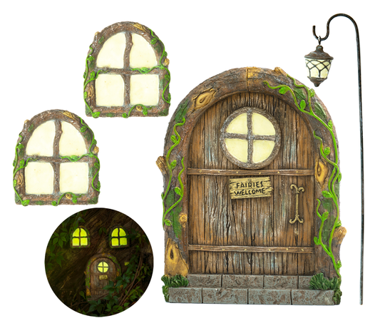 Fairy Door and Windows For Trees – Glow In The Dark Yard Art