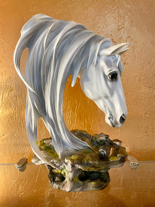 Elegant Resin Horse Head Statue With Intricate Details