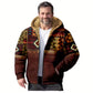 Ethnic Hooded Zip Up Jacket Cozy Fleece Lined Geometric Pattern Outerwear For Men