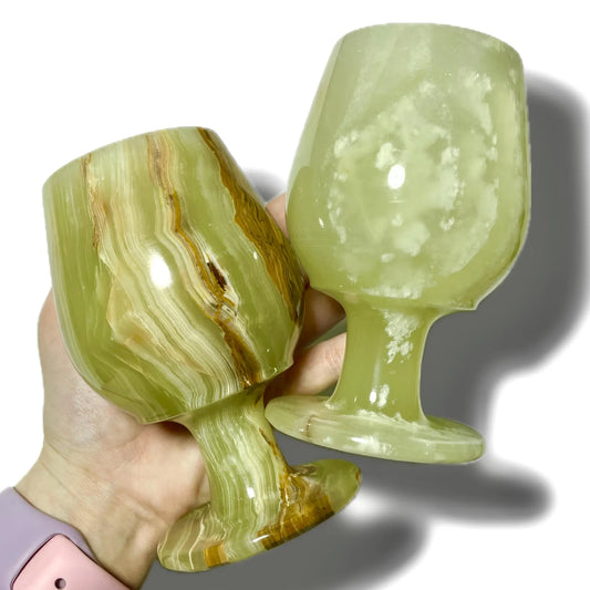 Beautiful Green Onyx Goblet Glass Set of 2,3 Inch