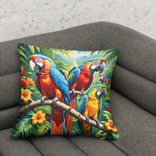 Tropical Parrot Throw Pillow Covers 18x18 Inches Decor