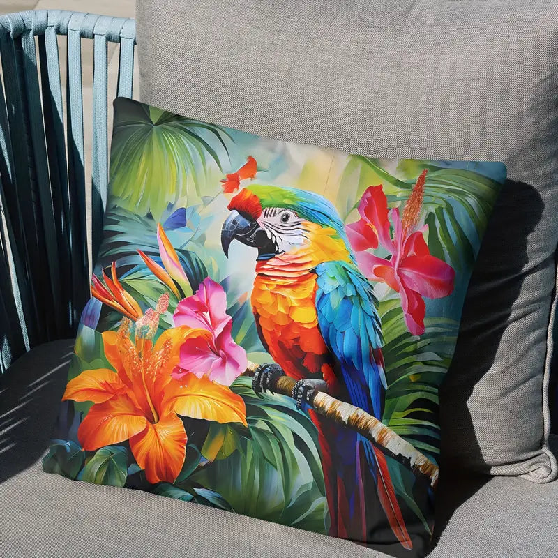 Tropical Parrot Throw Pillow Covers 18x18 Inches Decor